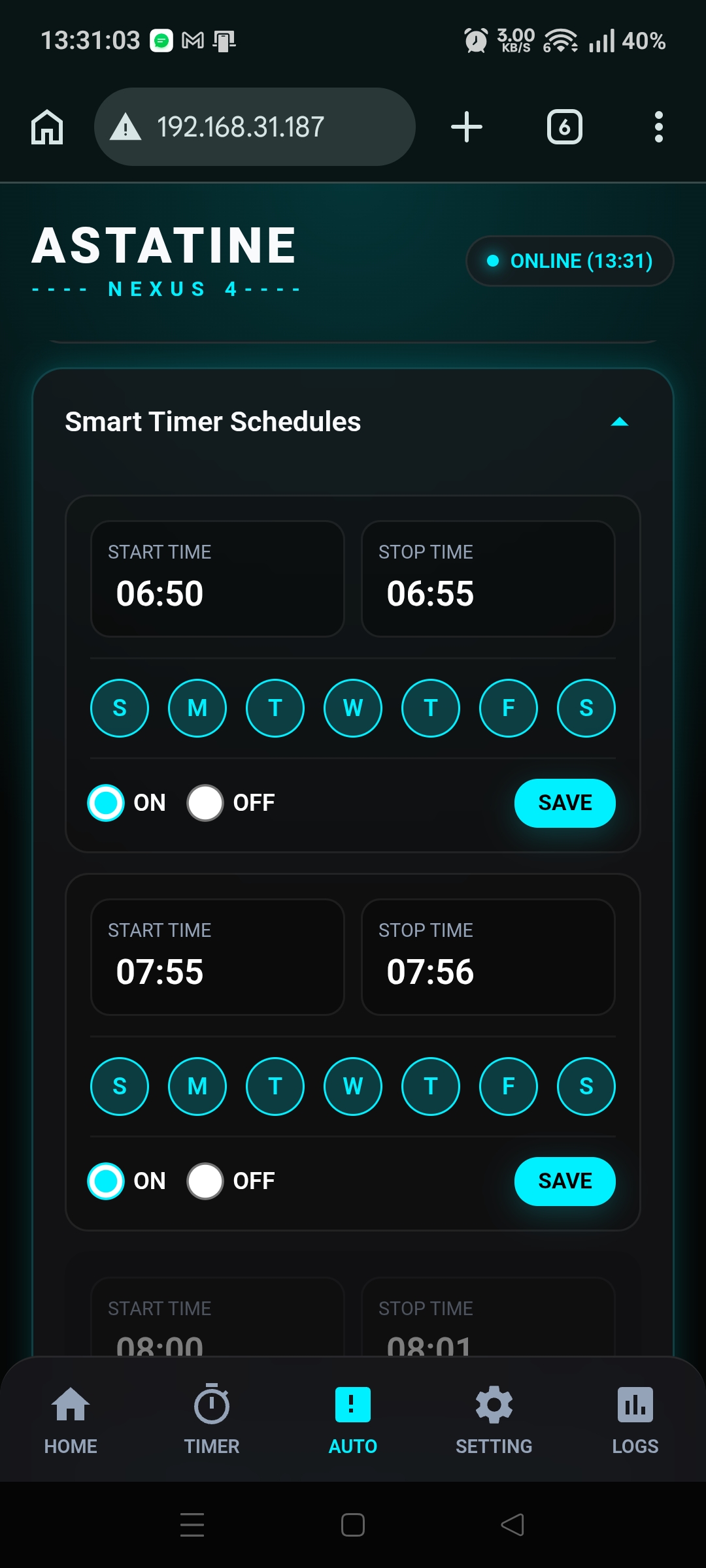 Schedule Timer UI